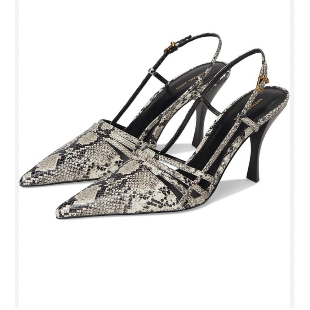 MICHAEL KORS Haisley Snake Embossed Leather Slingback Pump. Size 6.5